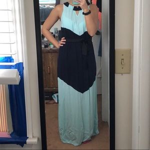 Blue Color block maxi dress